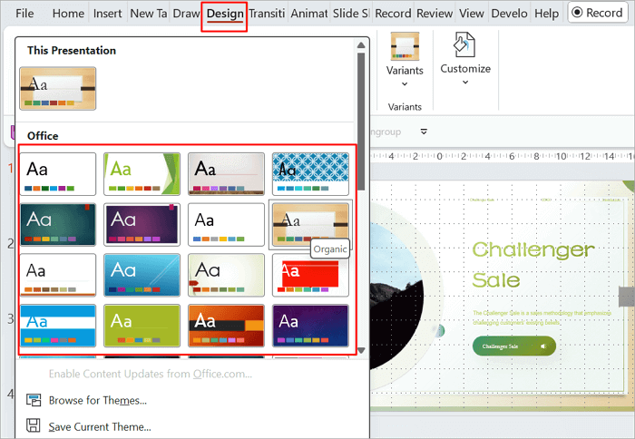 choose template for your ppt