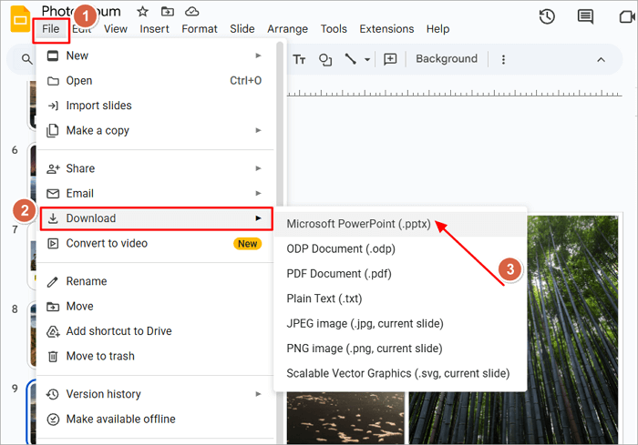 download google slides as pptx