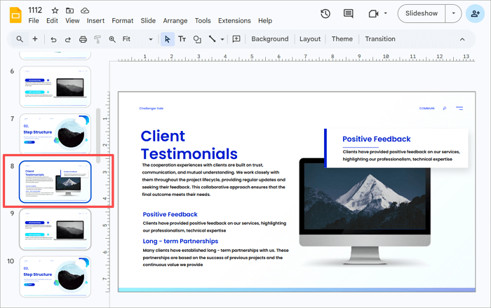 1 select google slide