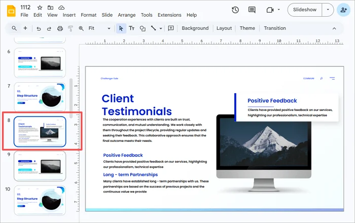 1 select google slide
