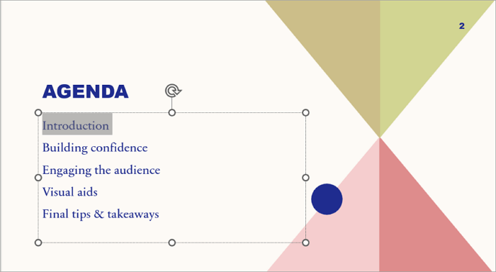 1 select text on slide