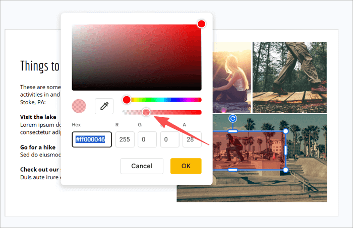 4 adjust transparency of shape