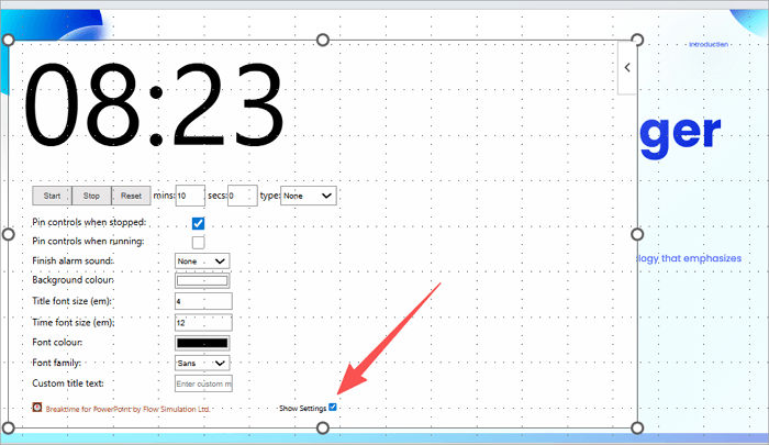 4 show settings of ppt timer