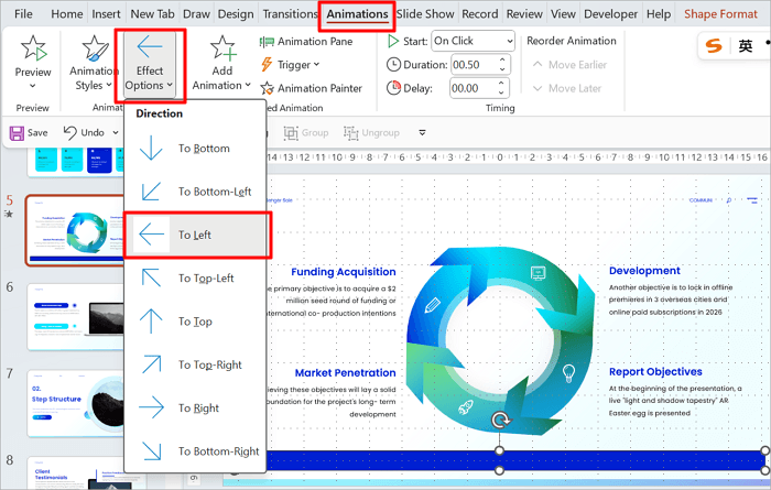 4 turn direction to left