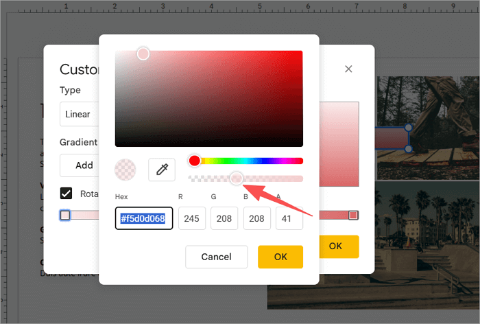 5 adjuts opacity of shape