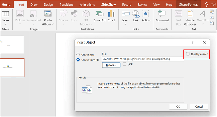 display as icon if you prefer