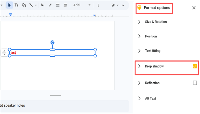 expand and enable drop shadow