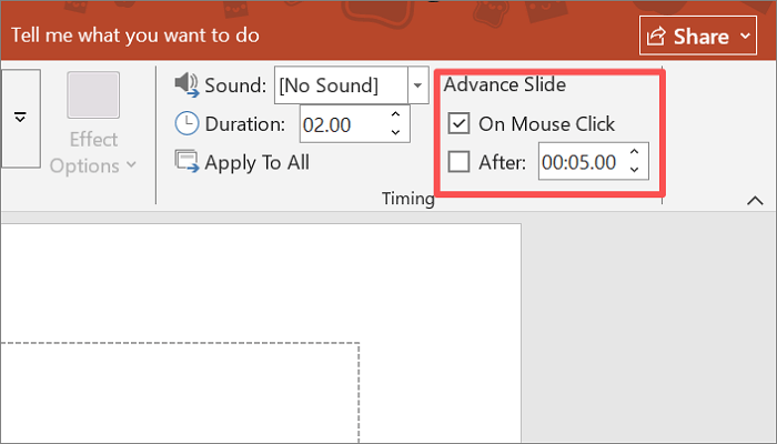 locate the timing section and uncheck on mouse click