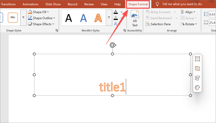 proceed to the shape format tab