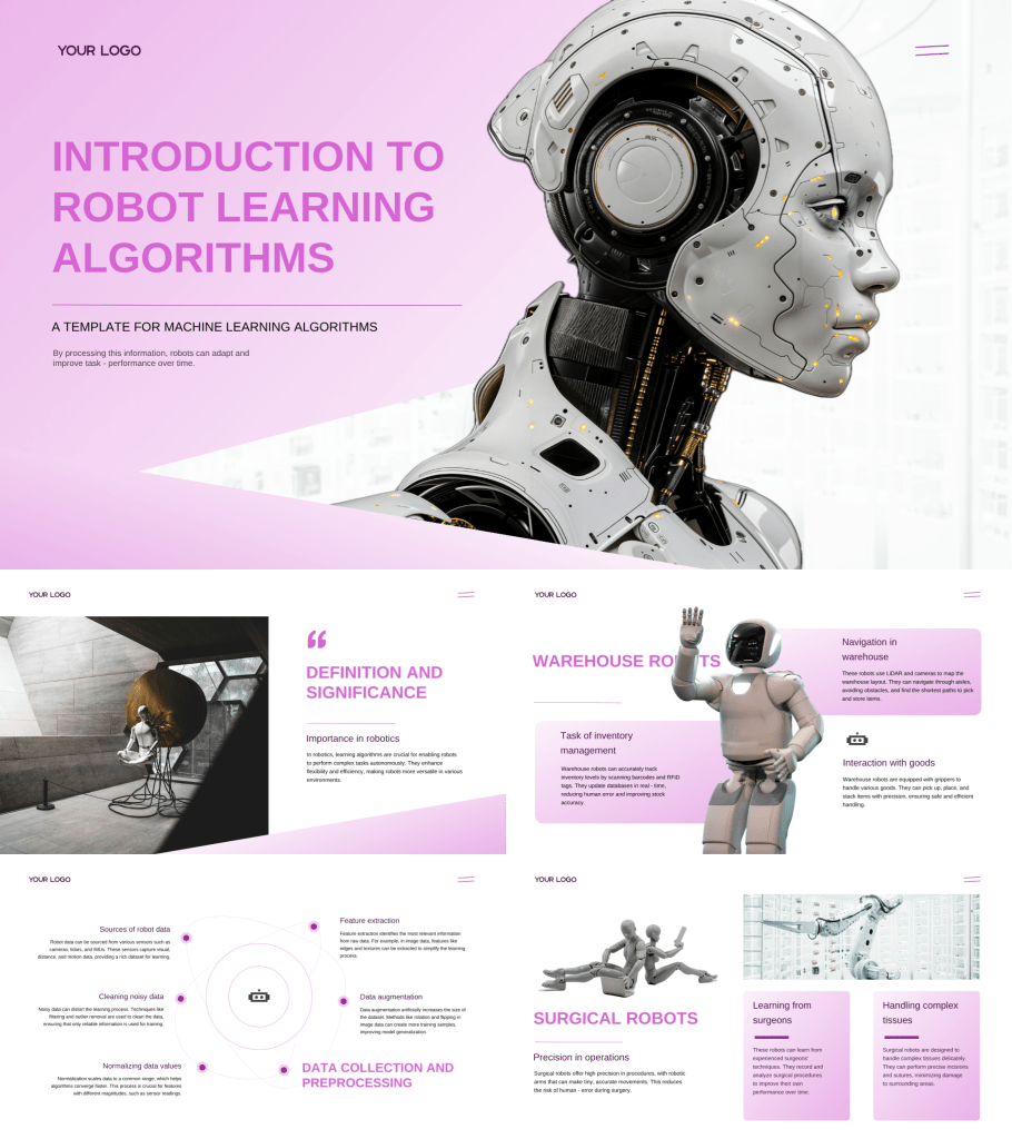 Clean Professional Pink Machine Learning Algorithms PPT Template