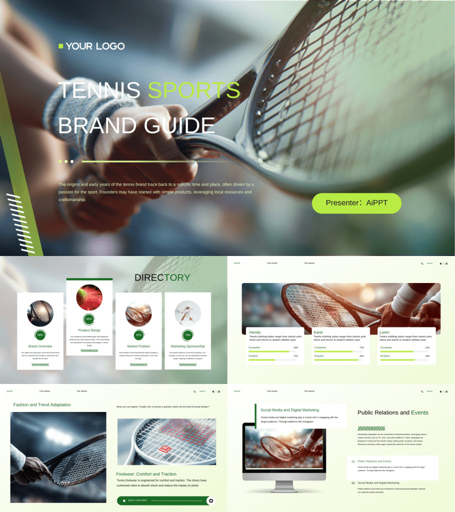 Free Green Sports Brand Guidelines PowerPoint Template
