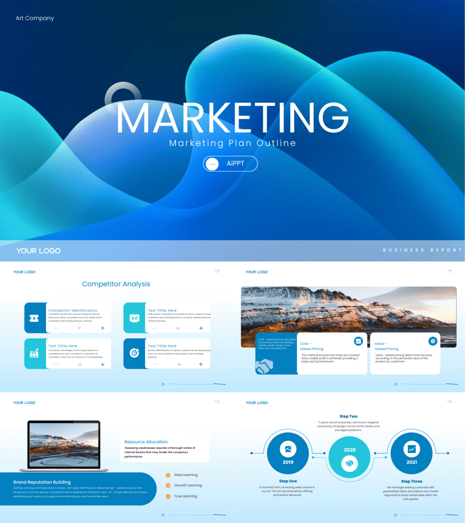 Professional Blue Marketing Plan PowerPoint Template