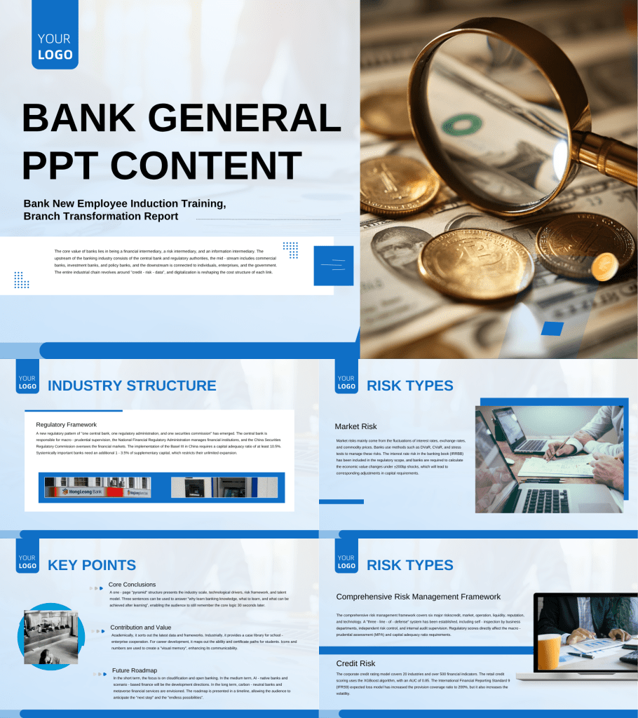 Blue Premium Business Style Bank Presentation Template