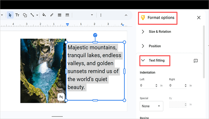 adjust text box padding