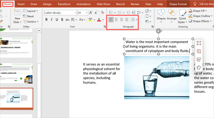 align text boxes