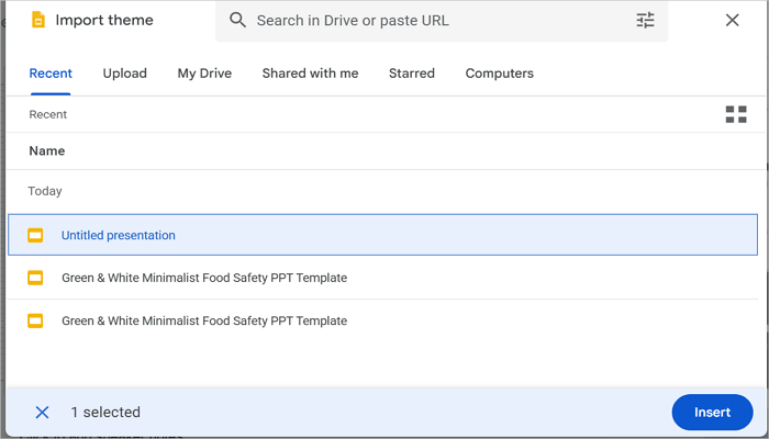 choose presentation file