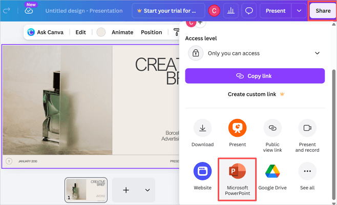 export canva presentation as ppt