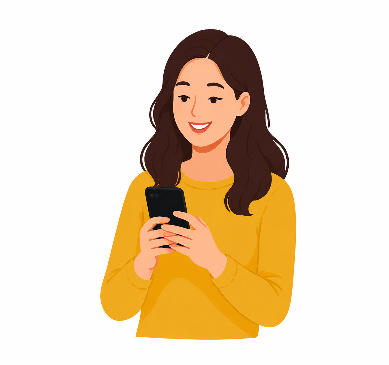 Cartoon student holding a phone