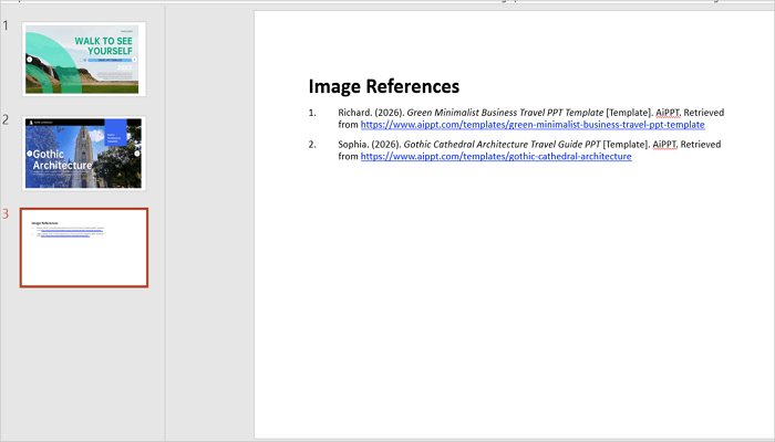 list citations and number or label by slide