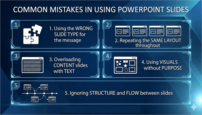 mistakes in using different types of powerpoint slides