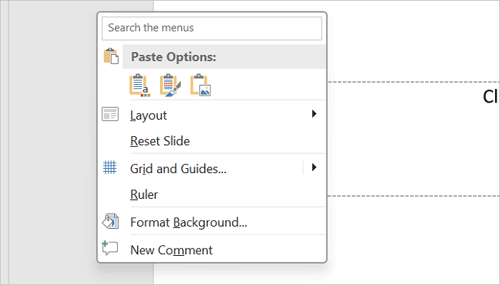 right click destination slide panel