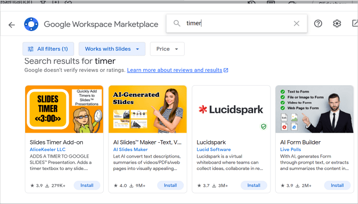 search timer click install