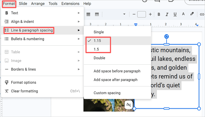 set line spacing