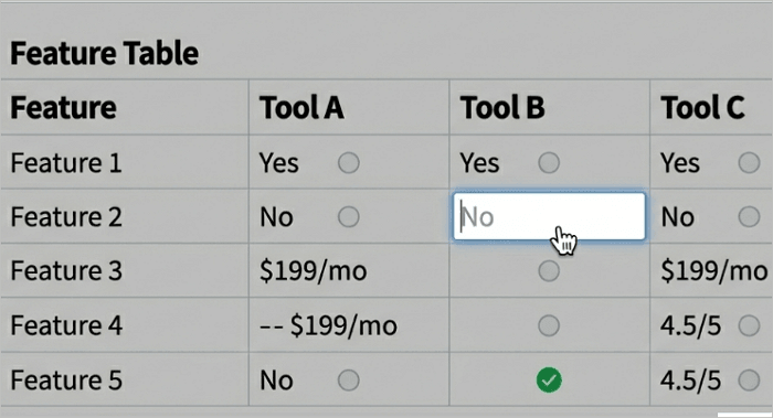 fill in the data