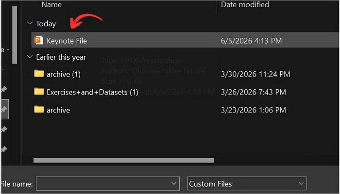 select upload file
