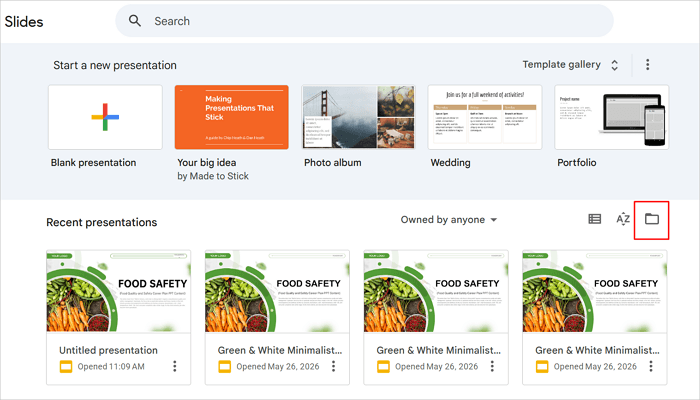 upload to google slides