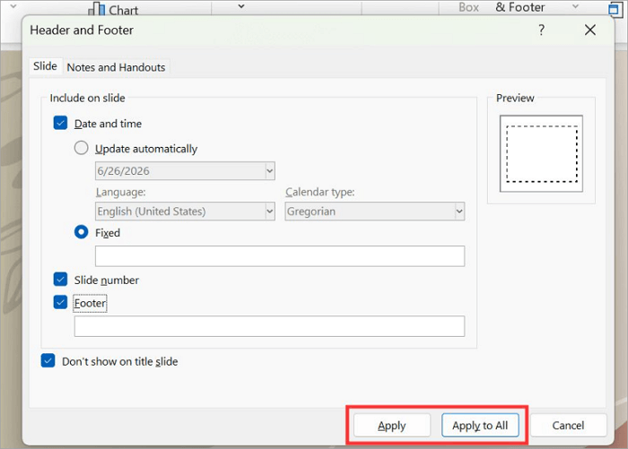 1 change existing footer text