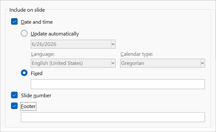 2 choose footer elements