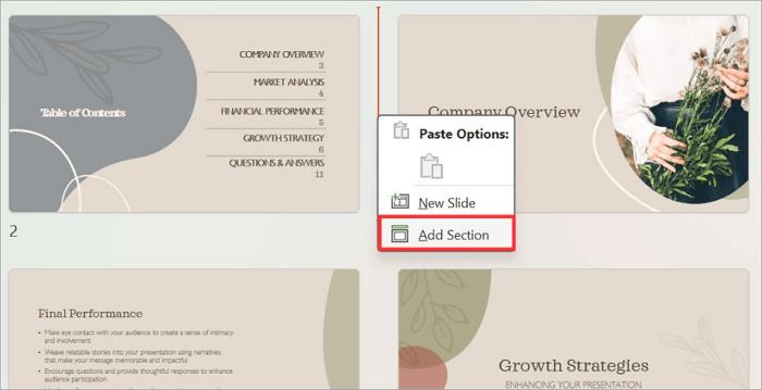 2 select add section