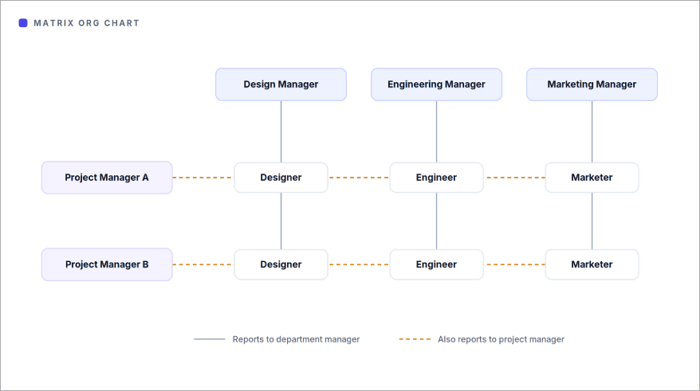 3 matrix organizational charts