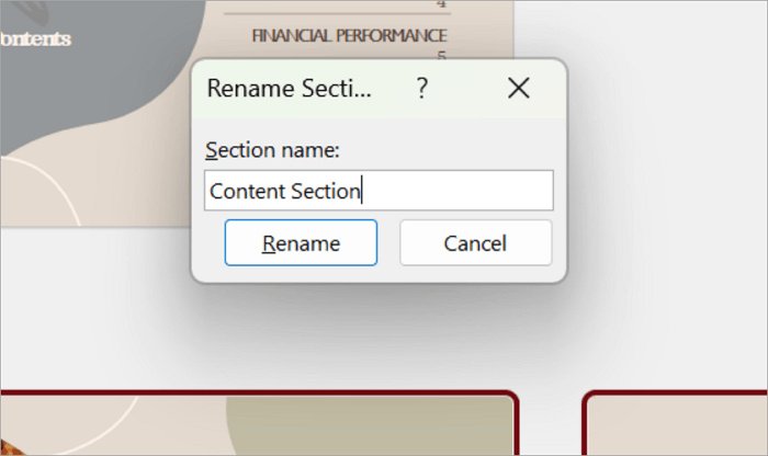 3 rename each section