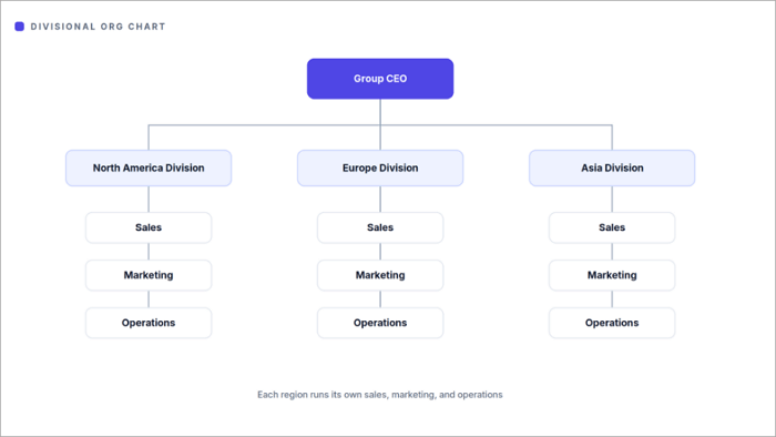 4 divisional organizational charts