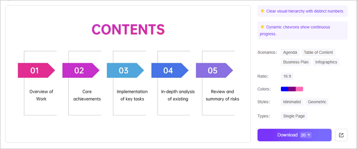 5 agenda slide with arrows