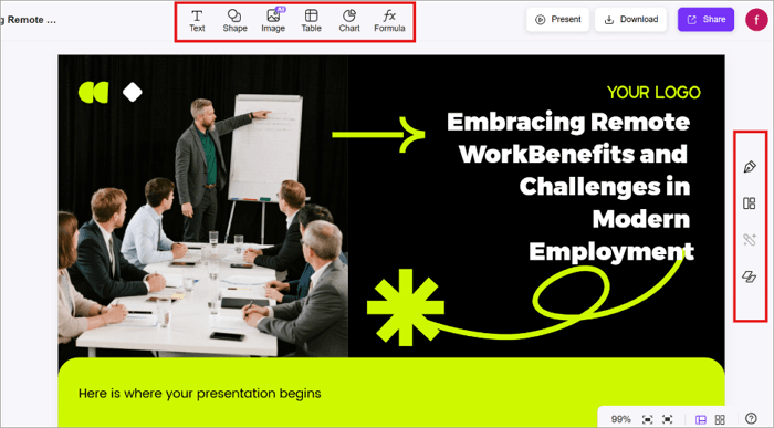 modify generated ppt