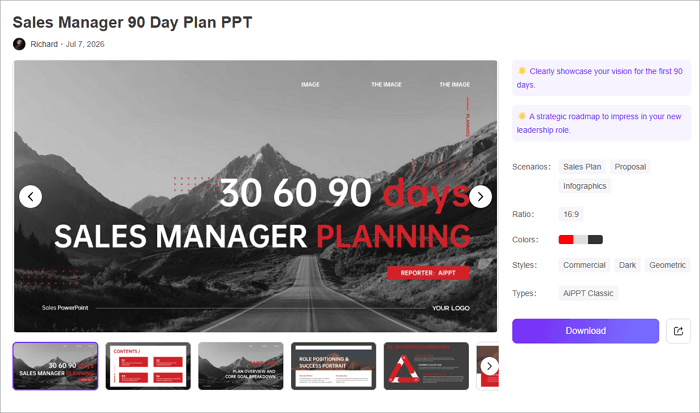 sales manager 90 day plan ppt