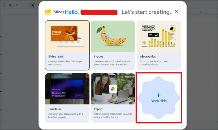1 open google slides
