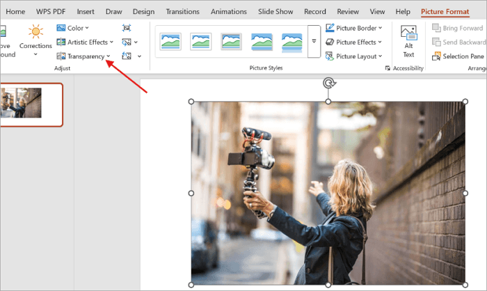 2 open transparency menu