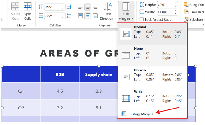 3 custom margins